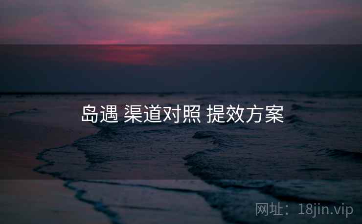 岛遇 渠道对照 提效方案